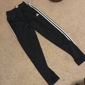 Adidas Kids Black Joggers with White Stripes